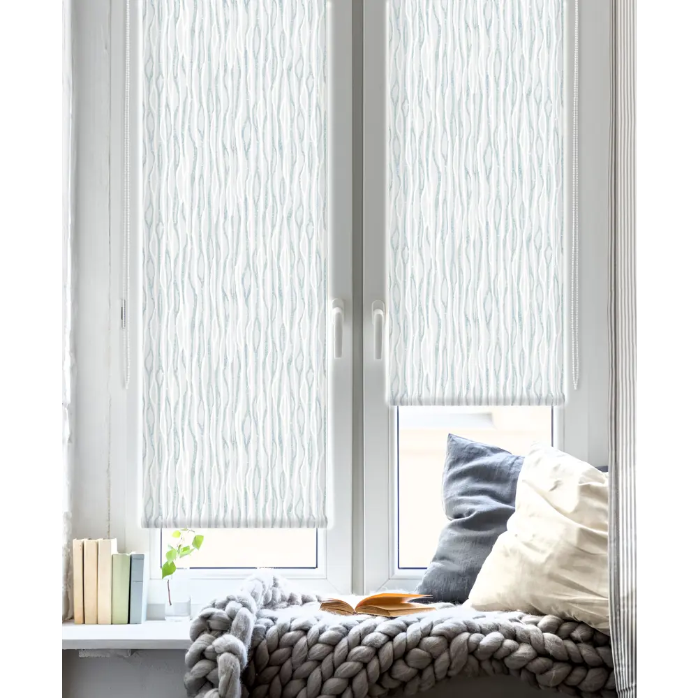 Штора рулонная Смуги 70x160 см бирюзовая GARDEN STLM-2077025 - Вид №6