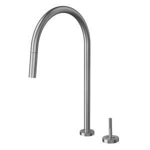 01546270 Настольный кухонный смеситель с джойстиком и выдвижным душем из матового графита Docol MIX&MATCH