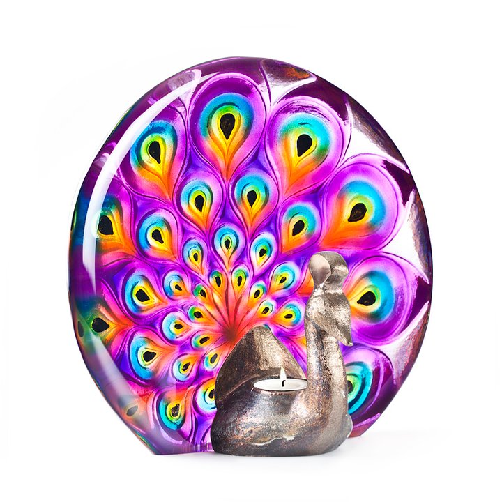 34135 Подсвечник "Павлин", пурпурно-голубой-красный-чёрный, 220/210 мм Maleras 