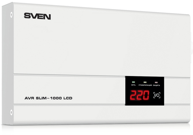 SV-012816 Stabilizer avr slim-1000 lcd, relay, 800w, 1000va, 140-260v, the function "pause", single outlet, 2.9 kg. Sven Santreyd 