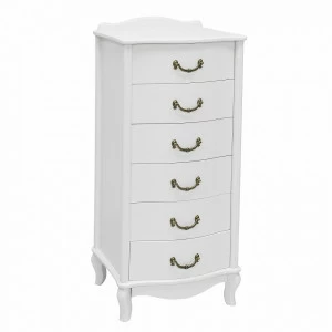 Комод белый высокий с 6 ящиками "Джульетта" IMPEX  00-3885588 Белый