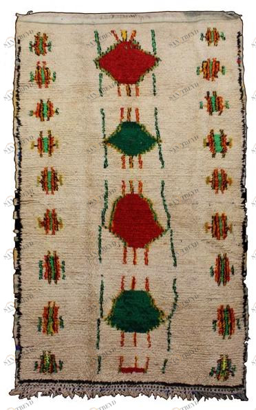 AFOLKI Прямоугольный шерстяной коврик с длинным ворсом и узором Azilal Taa747be