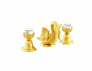 039241.A00.16 Раковина с тремя отверстиями и кристаллами swarovski swan series Золото 24К с черной патиной