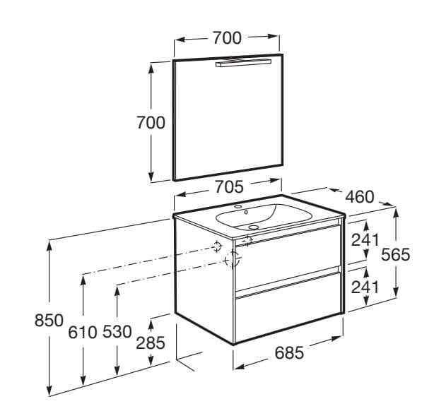 Деревянный подвесной умывальник с зеркалом Roca Tenet ARCH-00017622 - Вид №6
