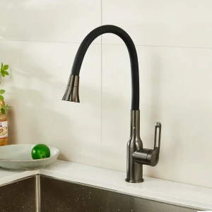 Смеситель для кухни Haiba с гибким изливом в цвете оружейная сталь 89396814