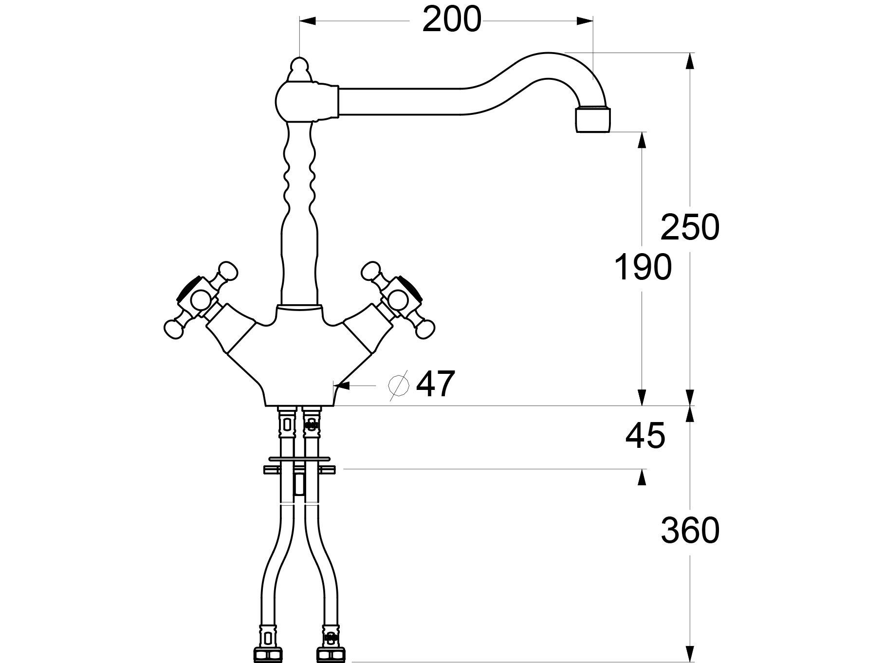 Смеситель для кухни с поворотным изливом GUGLIELMI RUBINETTERIE классическая ARCH-00134355 - Вид №2