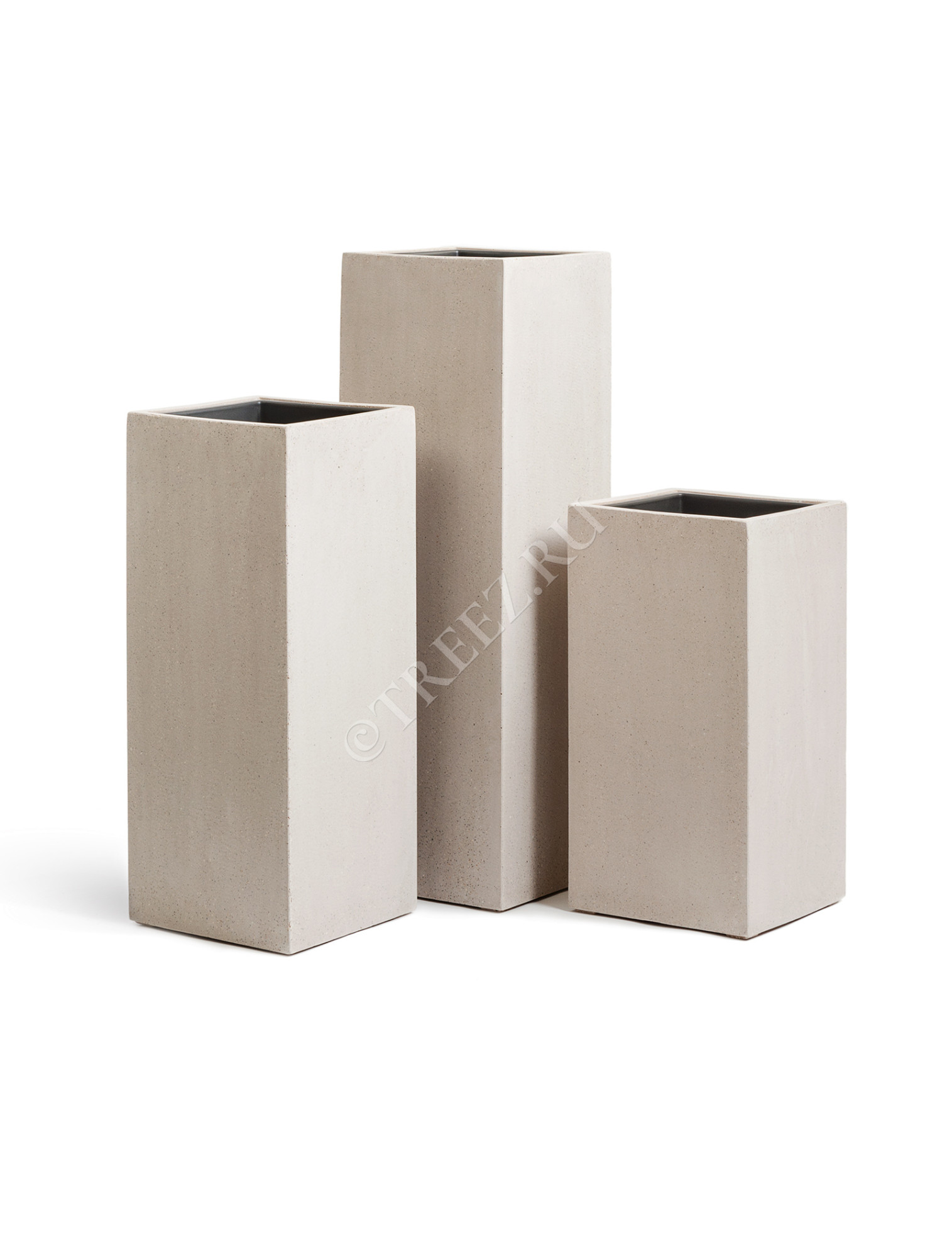 41.3317-02-010-BE-75 Кашпо  Effectory - серия Beton - Высокий куб - Белый песок Цветочная коллекция 