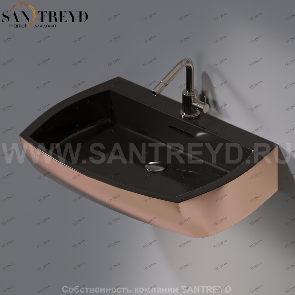 L283.260 Подвесная раковина настенная овальная A. e T. Italia SQUARE черная AeT ITALIA