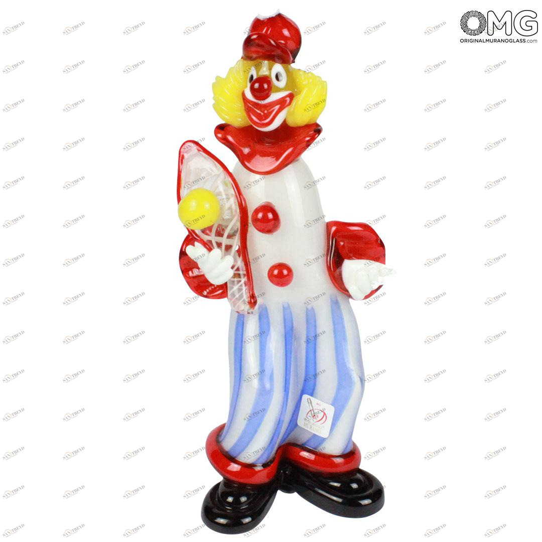 829 ORIGINALMURANOGLASS Статуэтка Клоун-теннисист - муранское стекло OMG 12 см 