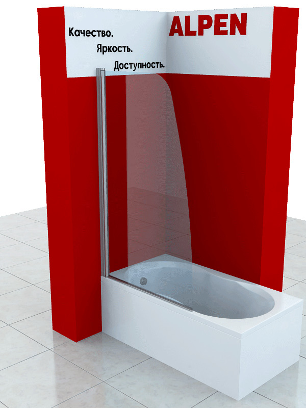 A170N-100 Душевое ограждения на борт вынны Alpen Польша  - Вид №1
