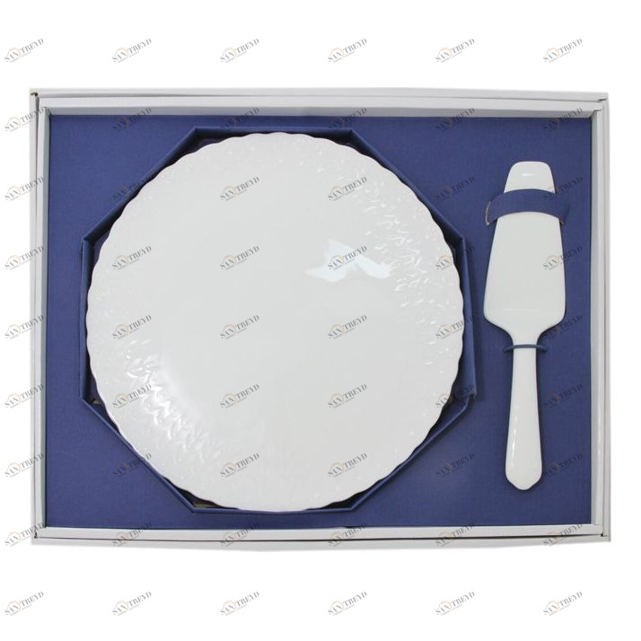 Блюдо фарфоровое с лопаткой белое 30 см "Шелк" NARUMI ШЕЛК 00-3946376 Белый 