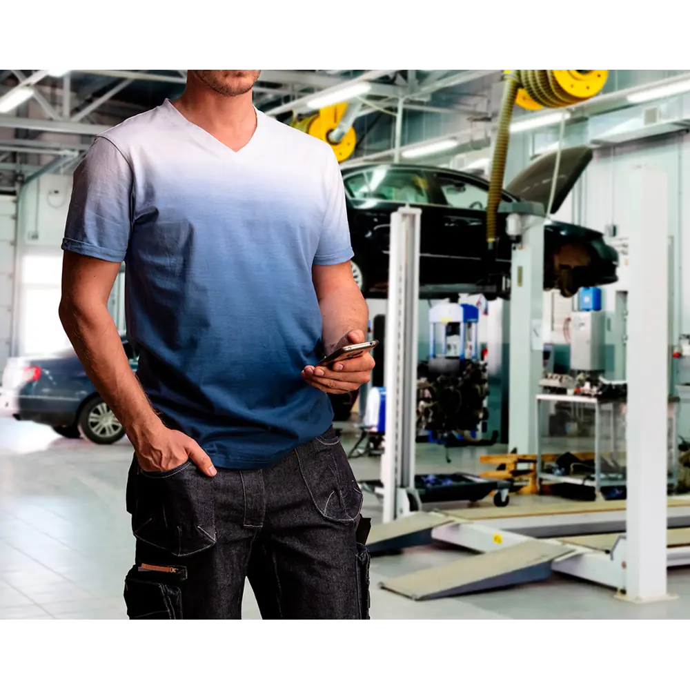 Футболка мужская Neo Tools Denim бело-синяя размер M рост 181 STLM-2161204 - Вид №3