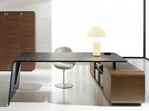 IFT Офисный угловой письменный стол из седельной кожи с ящиками Sestante