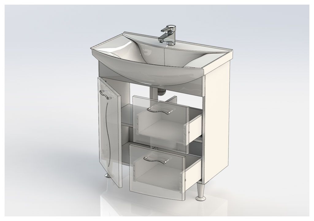 Тумба с раковиной Aquanet Моника 75 белый 0018677000185345 - Вид №4