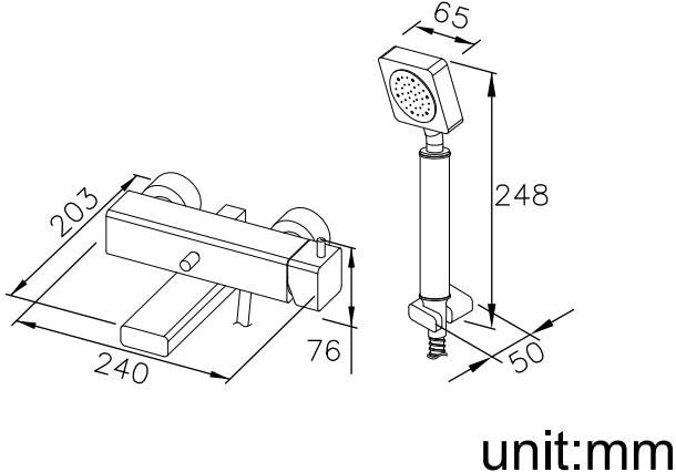 JUSTIME Смеситель для ванны настенный из хромированной латуни с ручным душем Mark 6909-94-81cp - Вид №1