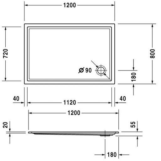 Duravit Поддон для душа прямоугольный из акрила Starck 720121 - Вид №1