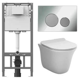 Комплект инсталляции AM.PM Tech с безободковым унитазом AM.PM Force клавиша AM.PM Tech L хром