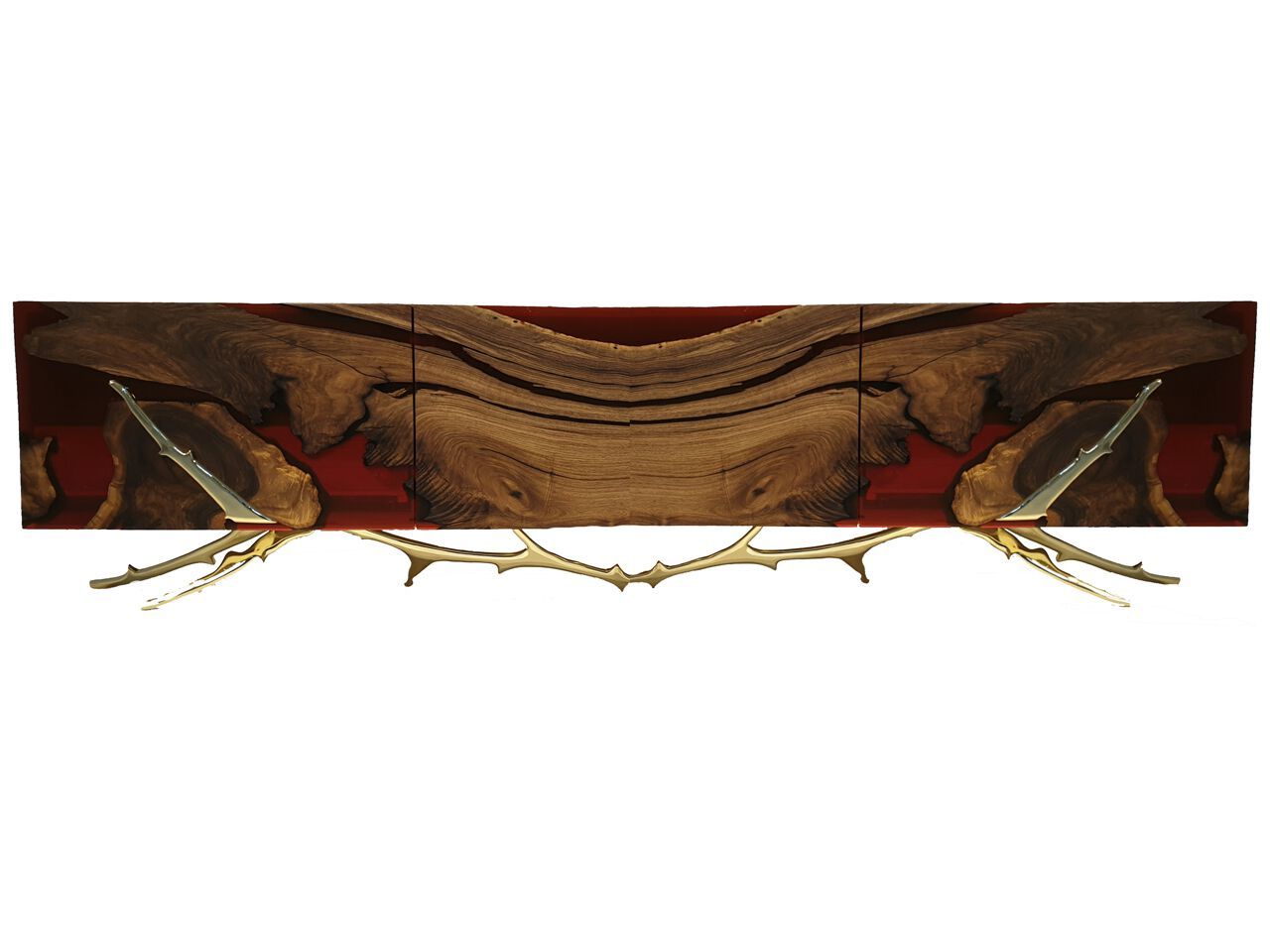 Шкаф для телевизора из орехового дерева и смолы с откидными дверцами Legnor LEG2408768 ARCH-00131314