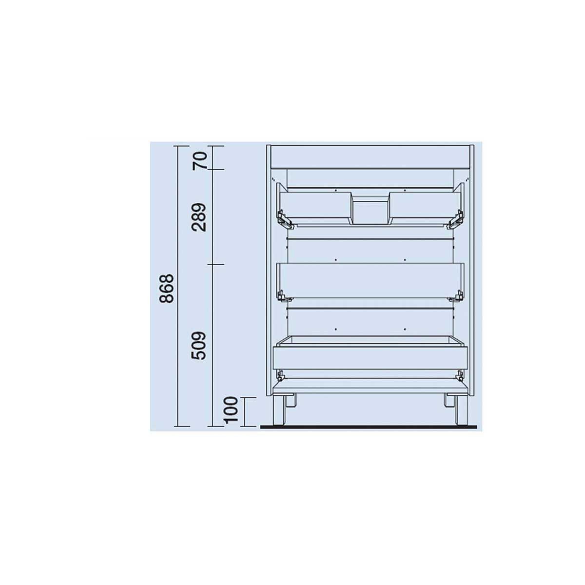 23250 SALGAR Мебель для умывальника FUSSION CHROME 800 3 ящика NATURAL 797 x 868 x 450 мм Естественный - Вид №3