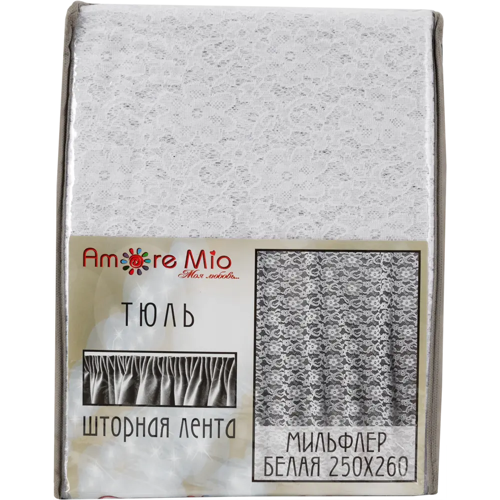 Тюль на ленте Мильфлер 250x260 см полиэстер цветы цвет белый AMORE MIO STLM-2162664 - Вид №7