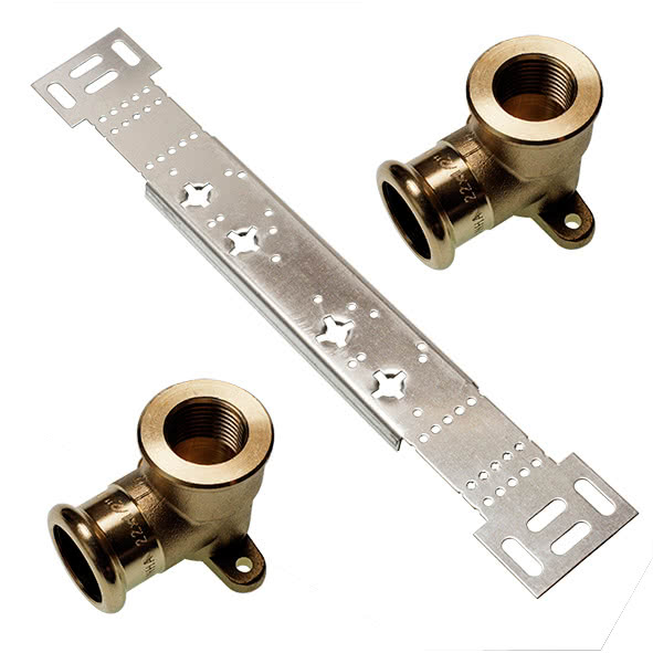 18980G1512 SANHA 8980G монтажный набор, двойная водорозетка ВР 15x1/2 мм  - Вид №1