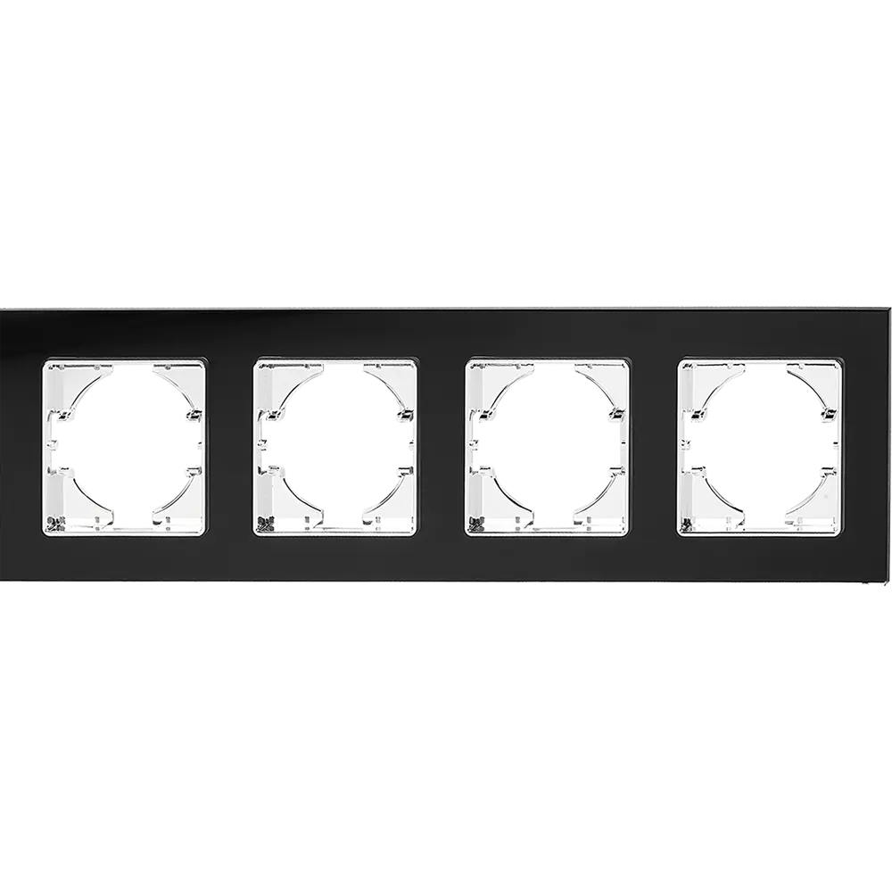 Рамка GUSI Electric Ugra для 4 розеток, черное стекло 85233697 STLM-1104945