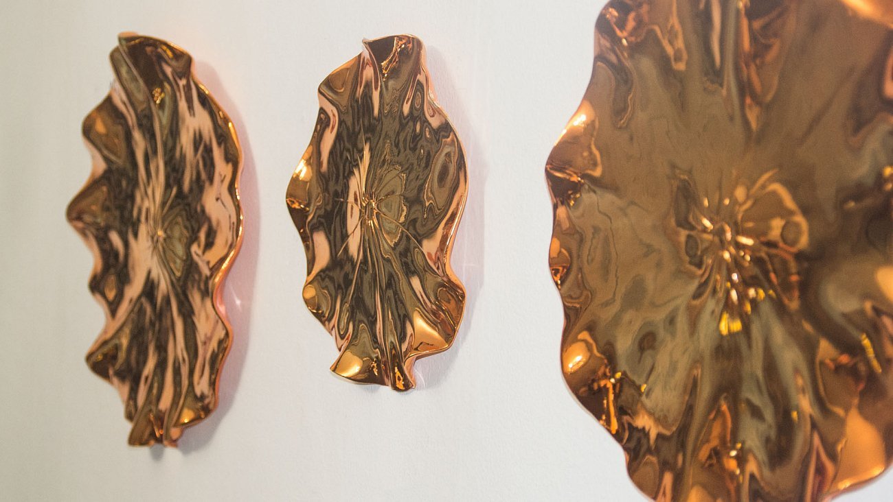 Панно декоративное настенное 3 шт медное Water Lilies EVENHOME  00-3878826 Бронза  - Вид №2