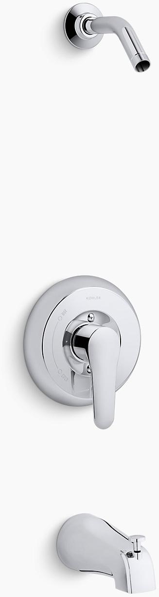 KOHLER Панель для ванны и душа July  Rite-Temp с рычажной ручкой и скользящим изливом, без насадки для душа K-TLS98007-4-CP  - Вид №1