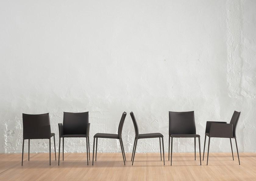 ONDARRETA Штабелируемое кожаное кресло с обивкой Moka sun-id-1454751 - Вид №6