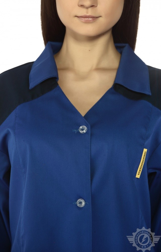 65725 Халат "Мастерица" женский василек с темно-синим  Одежда для обслуживающего персонала  размер 60-62/158-164 Спецодежда  - Вид №8