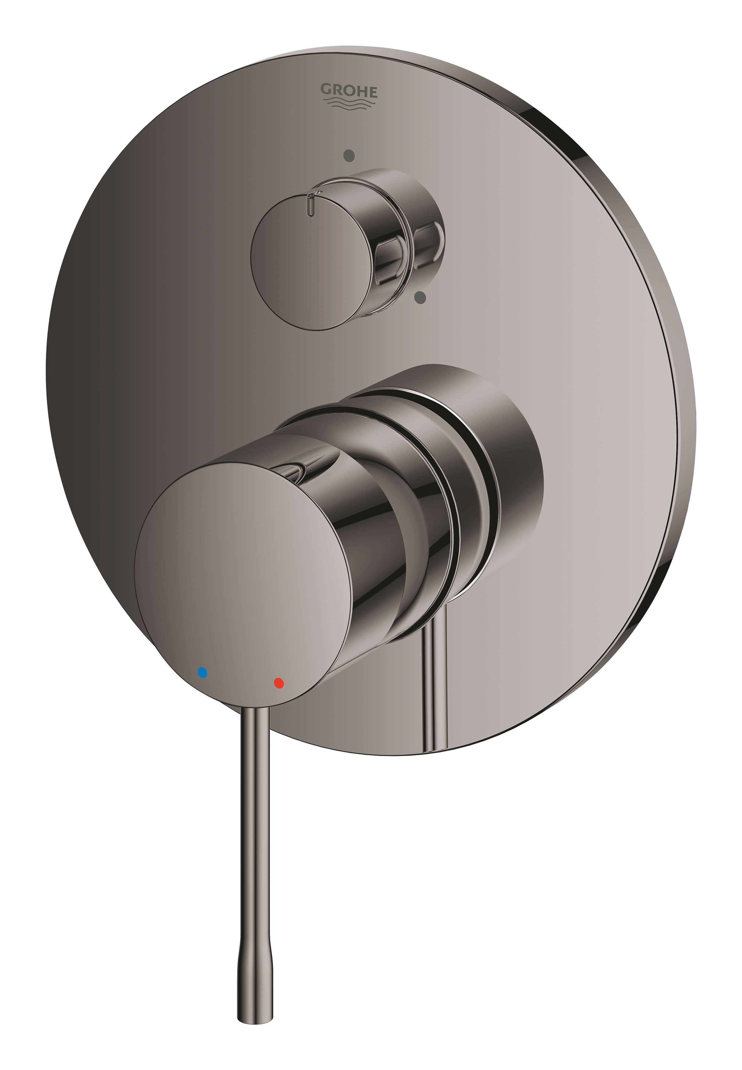 Внешняя часть смесителя для ванны GROHE Essence с переключателем на 3 положения, темный графит, глянец (24092A01) - Вид №1