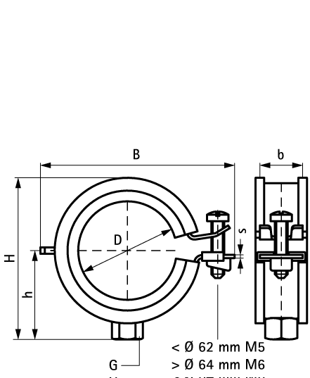 3363018 BIS KSB1 Хомуты с вкладышем epdm (M8, M8/10) для всех видов труб walraven  - Вид №1