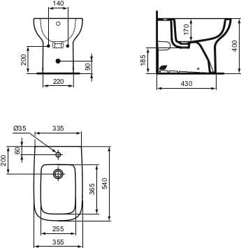 Напольное керамическое биде с переливом Ideal Standard ARCH-00122966 - Вид №1