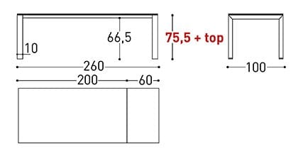 Алюминиевый прямоугольный выдвижной стол с порошковым покрытием Varaschin дольмен ARCH-00014195 - Вид №6