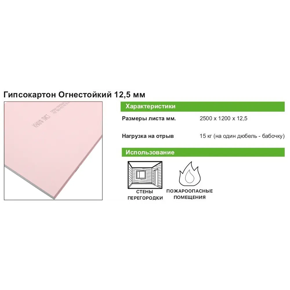 Огнестойкий гипсокартон Knauf 2500×1200 мм для безопасной отделки 82276179 STLM-0023812 - Вид №3