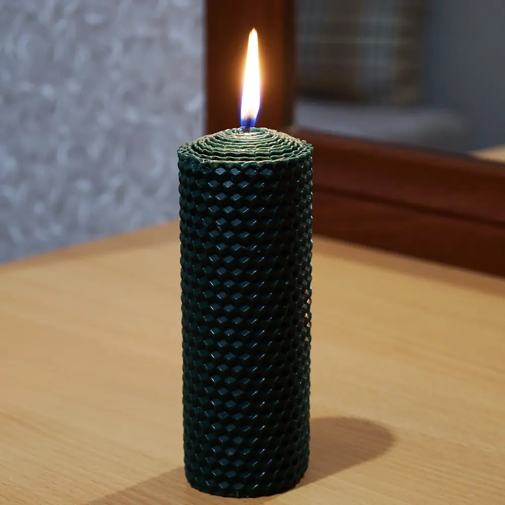 Свеча вощинная цилиндр зеленый мох 4x13 см 86389087 STLM-2104094 EVIS  - Вид №2