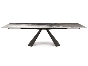 Прямоугольный выдвижной стол из стали и хрусталя