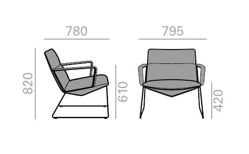 Кресло для саней с подлокотниками Andreu World Capri Lounge ARCH-00067361 - Вид №2