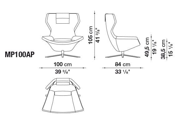 Вращающееся кресло с высокой спинкой B&B Italia ARCH-00145094 - Вид №3
