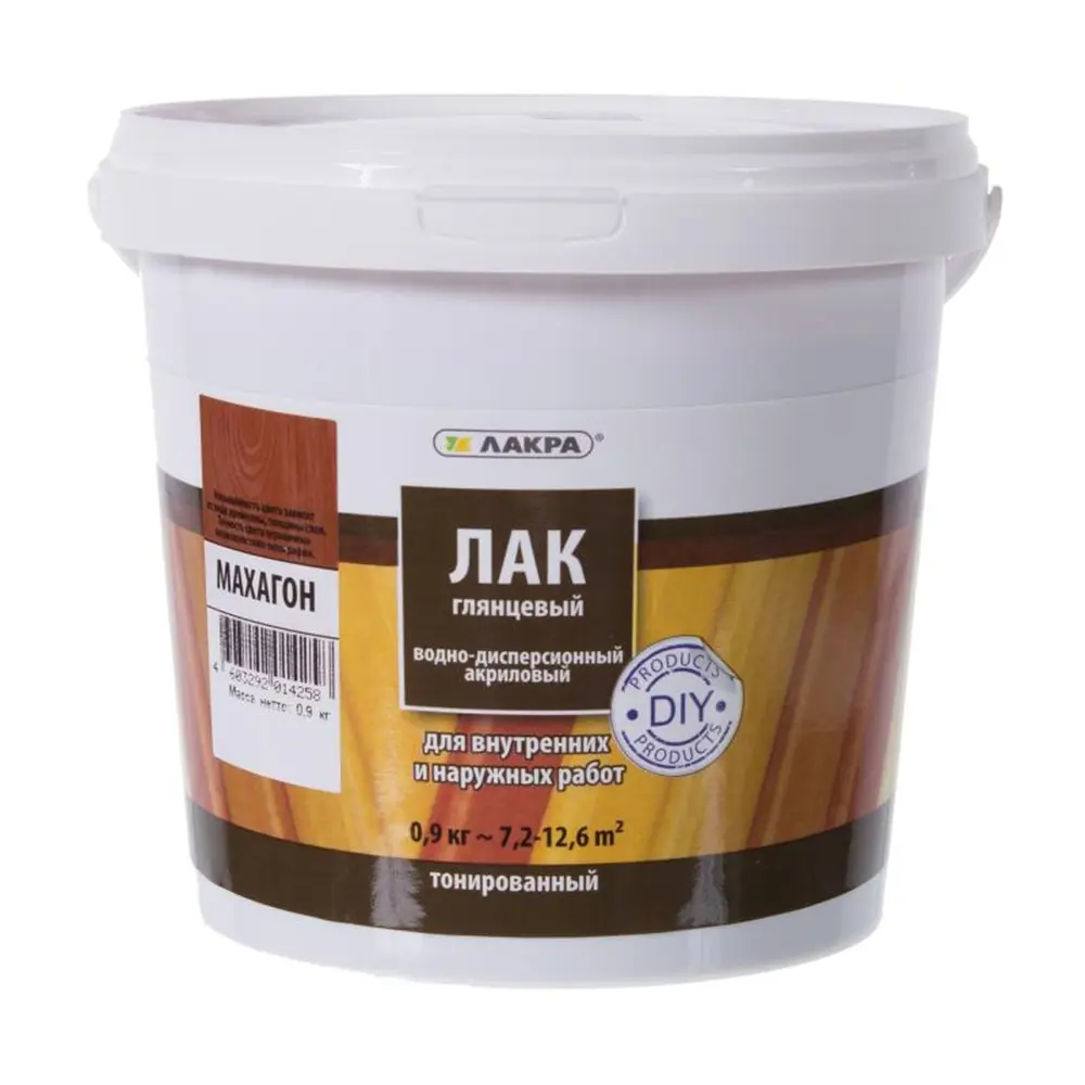 Лак тонированный водный цвета махагон 0.9 кг ЛАКРА STLM-2193198