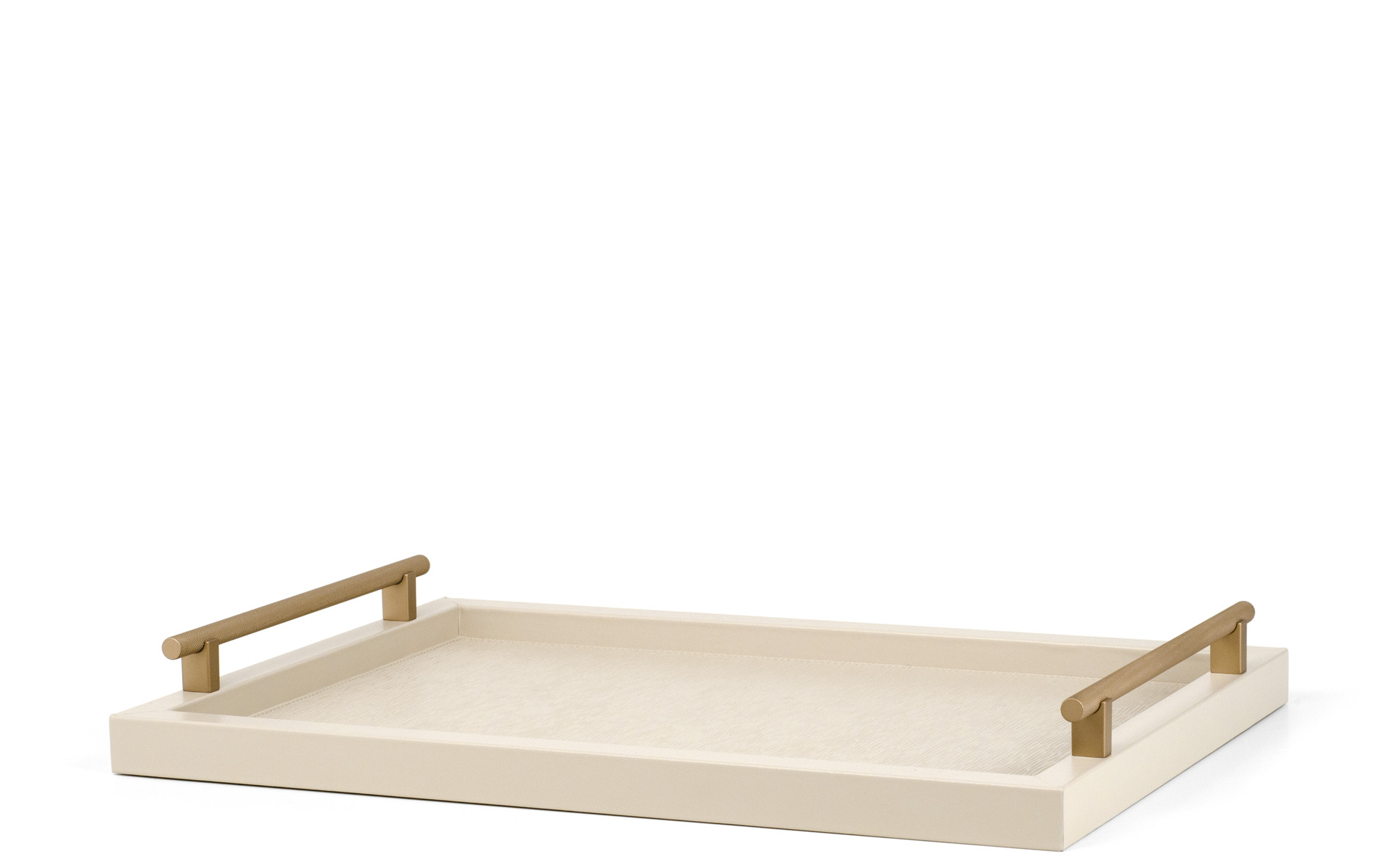 Дафне Поднос - 40X25 см/металлическая отделка_вороненая латунь/дюнная кожа_серо-коричневый