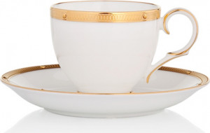 10665422 Noritake Набор из 6 чашек чайных с блюдцами Noritake "Рочель,золотой кант" 200мл Фарфор костяной