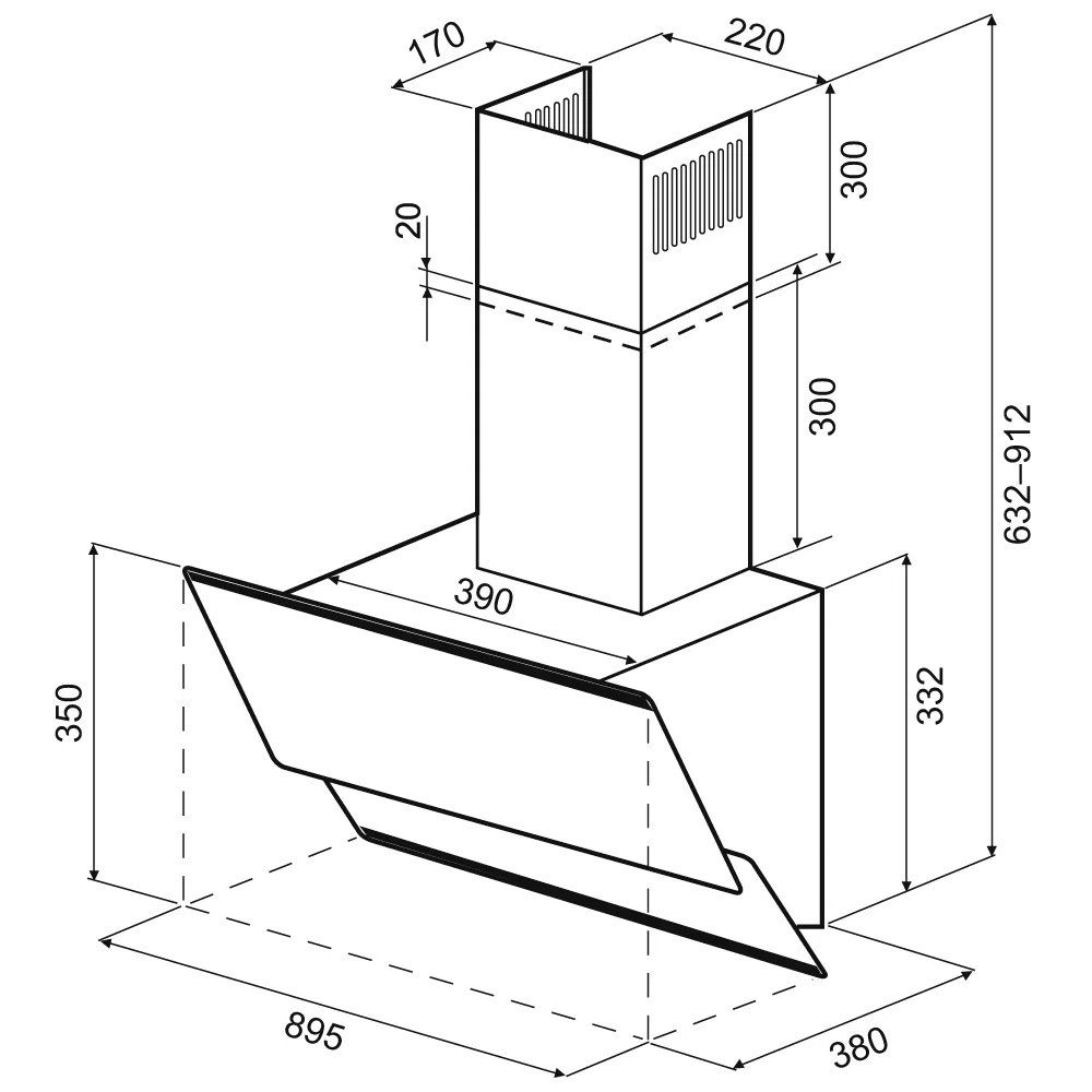 9214324 Вытяжка наклонная KRONA IRMA A 900 white S белый/серебристый KRONA1 STDN-0055318 - Вид №15