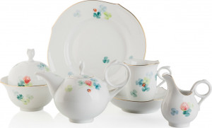 10577266 Meissen Сервиз чайный 6/20 "Игра волн, Божья коровка на клевере" Фарфор