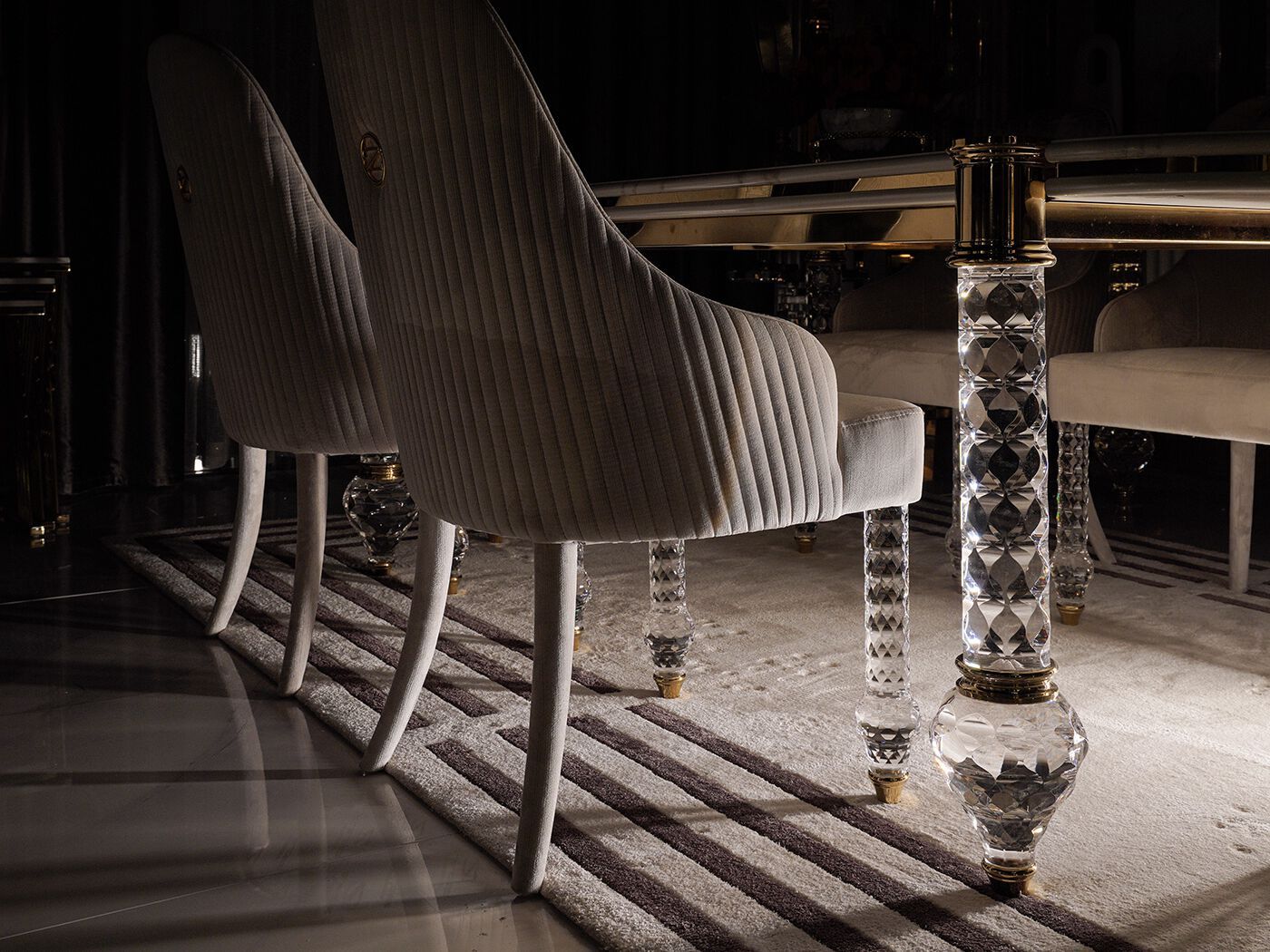 Мраморный овальный обеденный стол Zebrano Velovis ARCH-00029581 - Вид №6