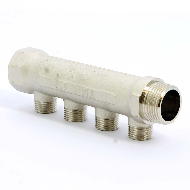 Коллектор НВ 1" никелированный TIEMME 4 выхода 1/2"Н 36мм 1910031 - Вид №2