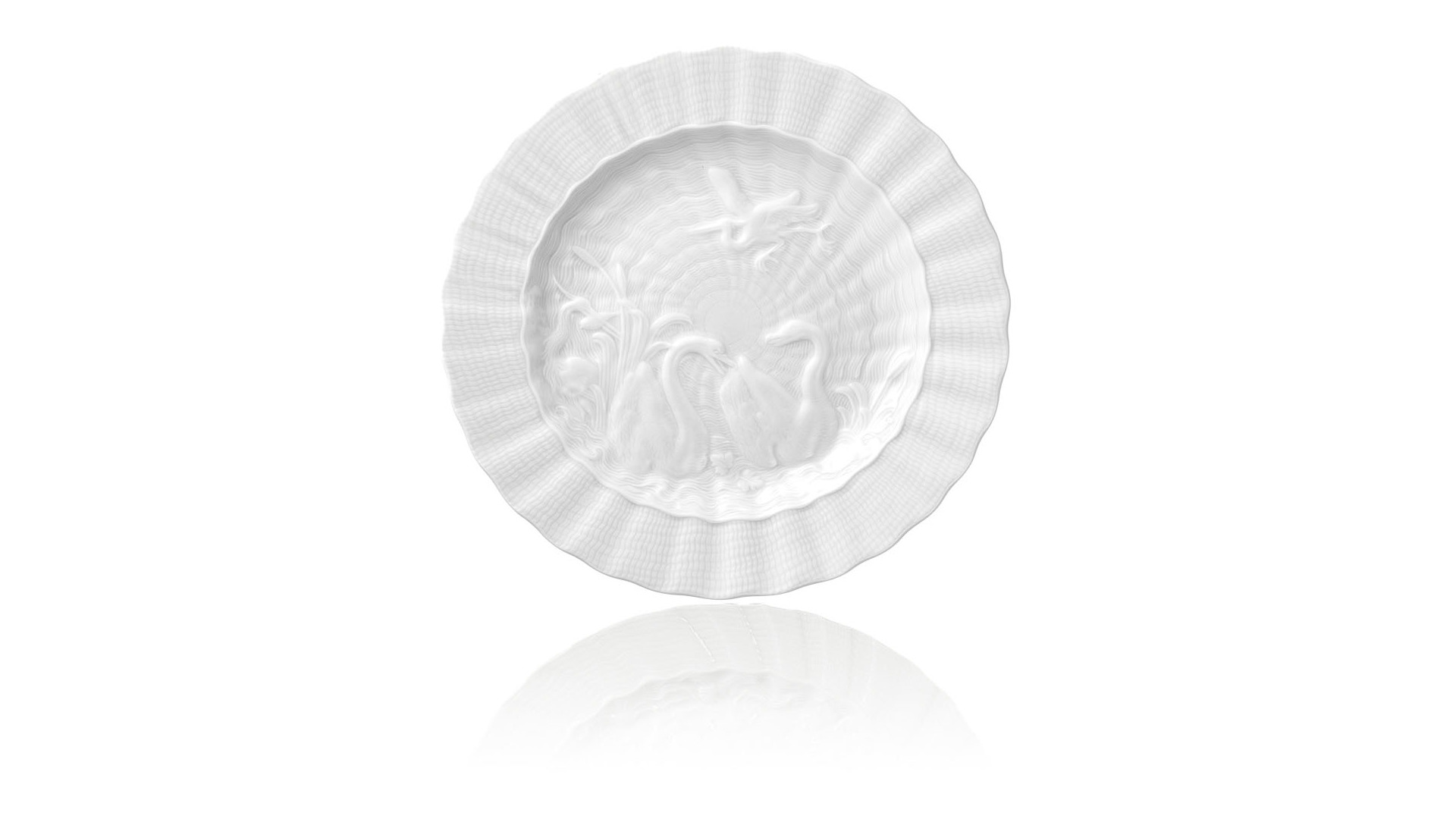 10645330 Meissen Набор из 6 тарелок обеденных Meissen "Лебединый сервиз" (белый рельеф), 28см Фарфор, Керамика  - Вид №1