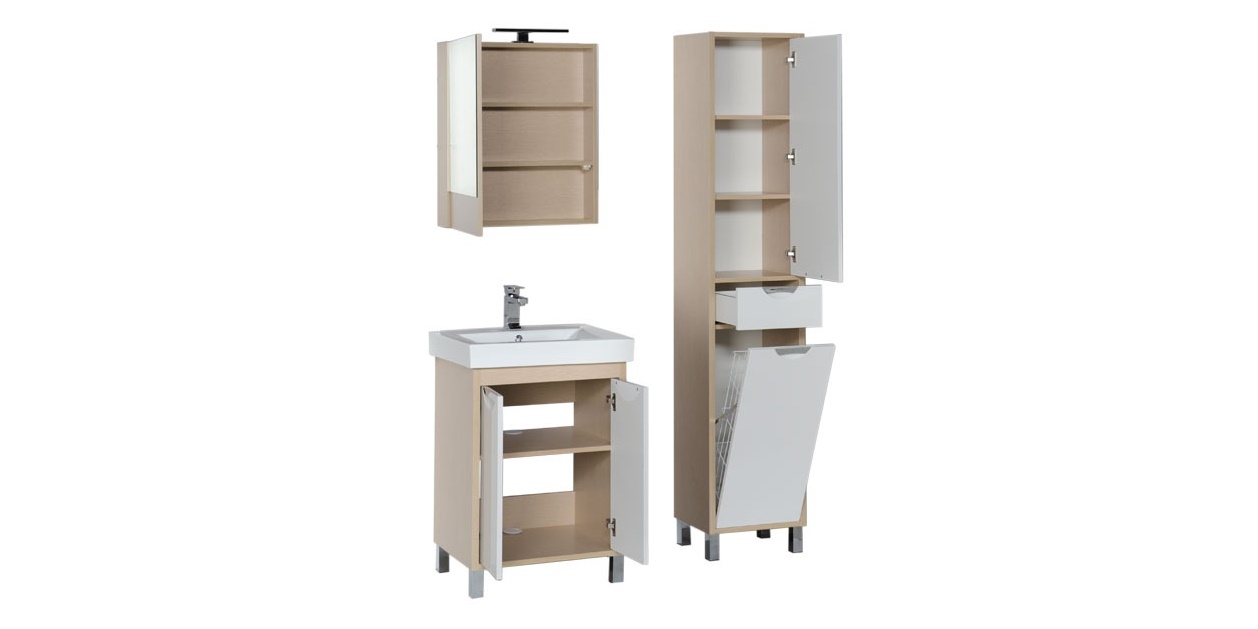 Комплект мебели Aquanet Гретта 60 светлый дуб (камерино 2 дверцы) 00172711 - Вид №2