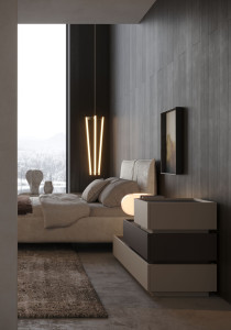 Кожаная двуспальная мягкая кровать для хранения