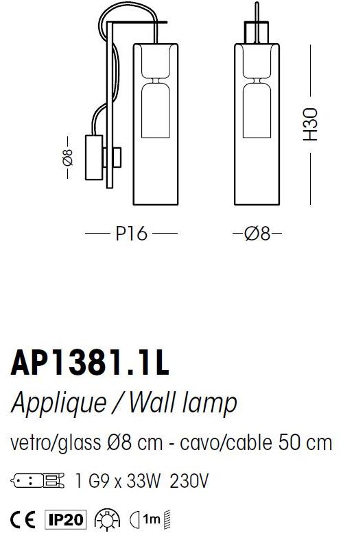 Cangini & Tucci Бра из металлизированного боросиликатного стекла Tao Ap1381.1l - Вид №3